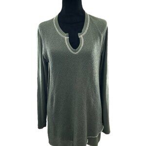 Soft Surroundings Top Women Green Hallie Henley Knit Thermal Tunic Shirt SZM